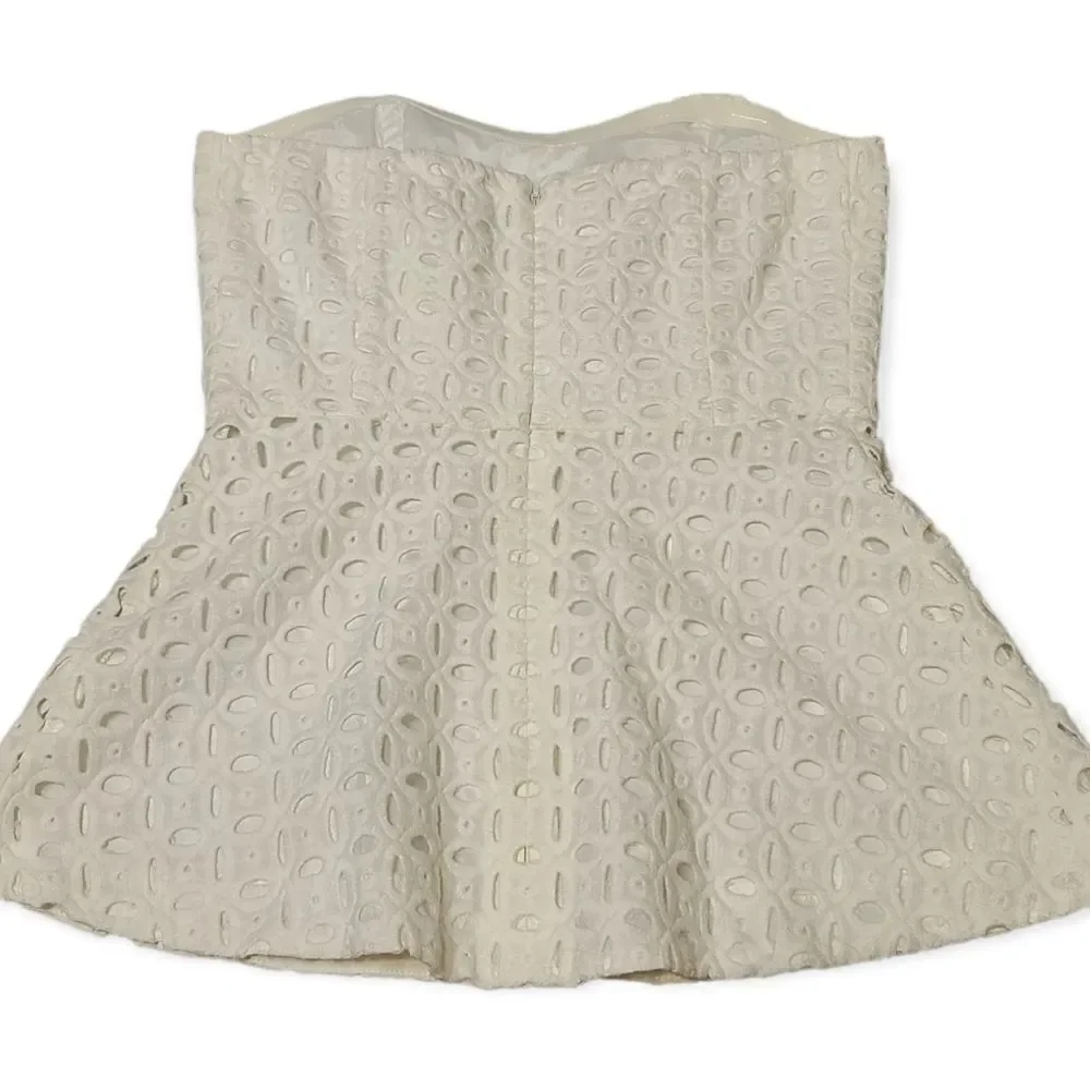J.Crew JCrew White Eyelet Strapless Summer Top Size 00